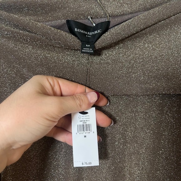 Banana Republic Metallic Sparkle Off Shoulder Long Sleeve Top M - Picture 4 of 4